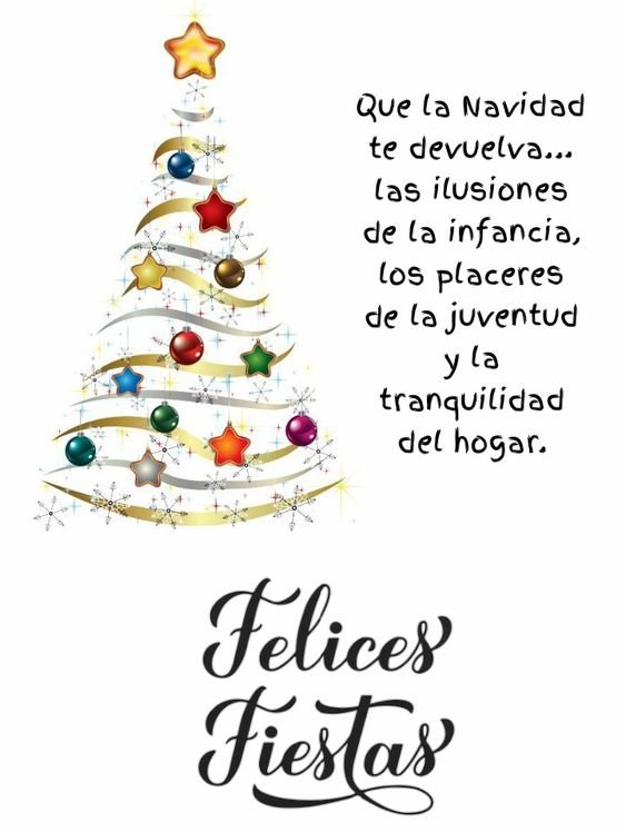 'Ilustração de um pinheiro de Natal - Boas Festas → Votos Sinceros para para Compartilhar - Felices fiestas'