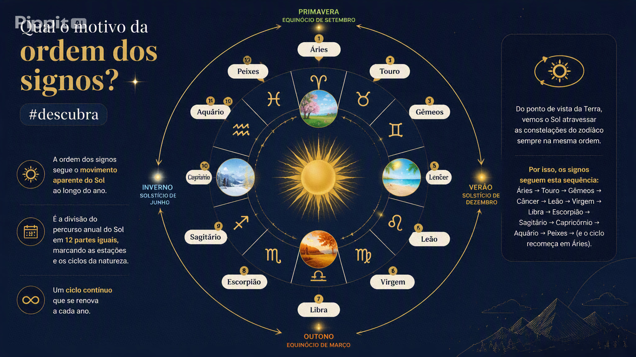 ilustração discreta sobre a ordem dos signos do zodíaco origem sequência dos signos astrologia características e curiosidades dos signos